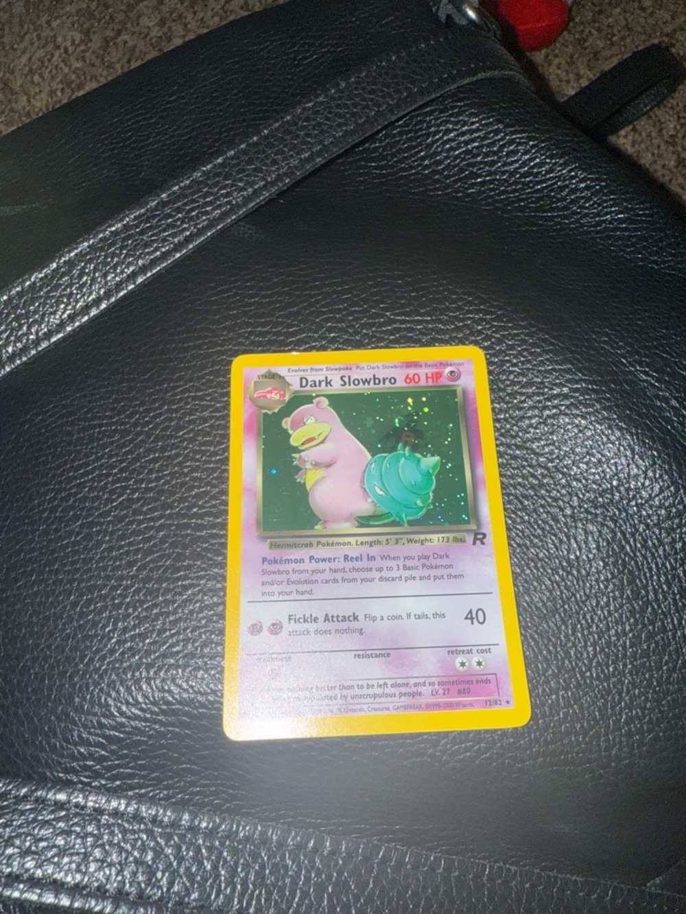 Dark Slowbro Holo Vintage Pokemon Card Team Rocket 12/82 With Swirl